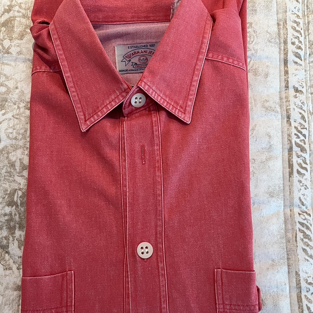 Red Armani long sleeve button down - Depop