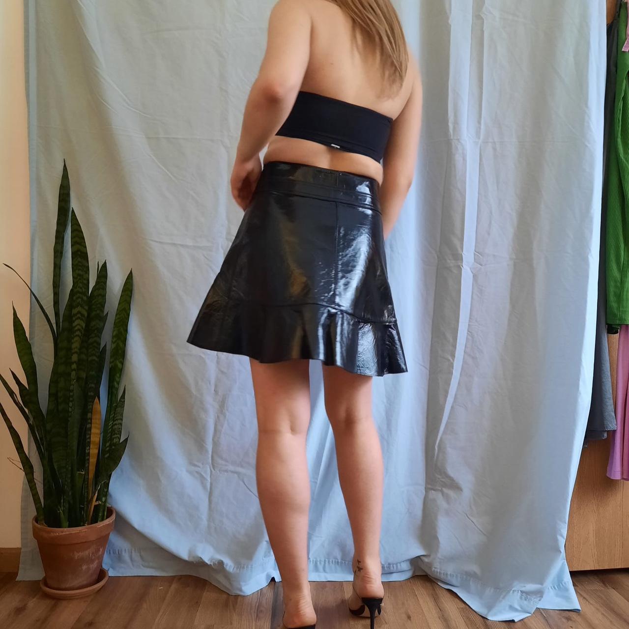 Faux vinyl clearance skirt with belt