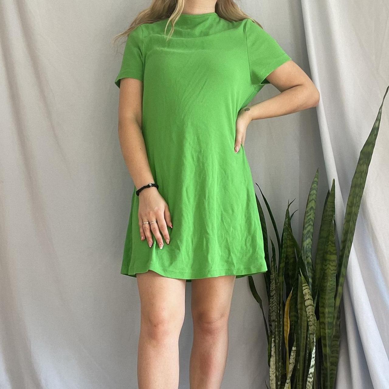 COLLUSION Babydoll Mini T-shirt Dress Green,
