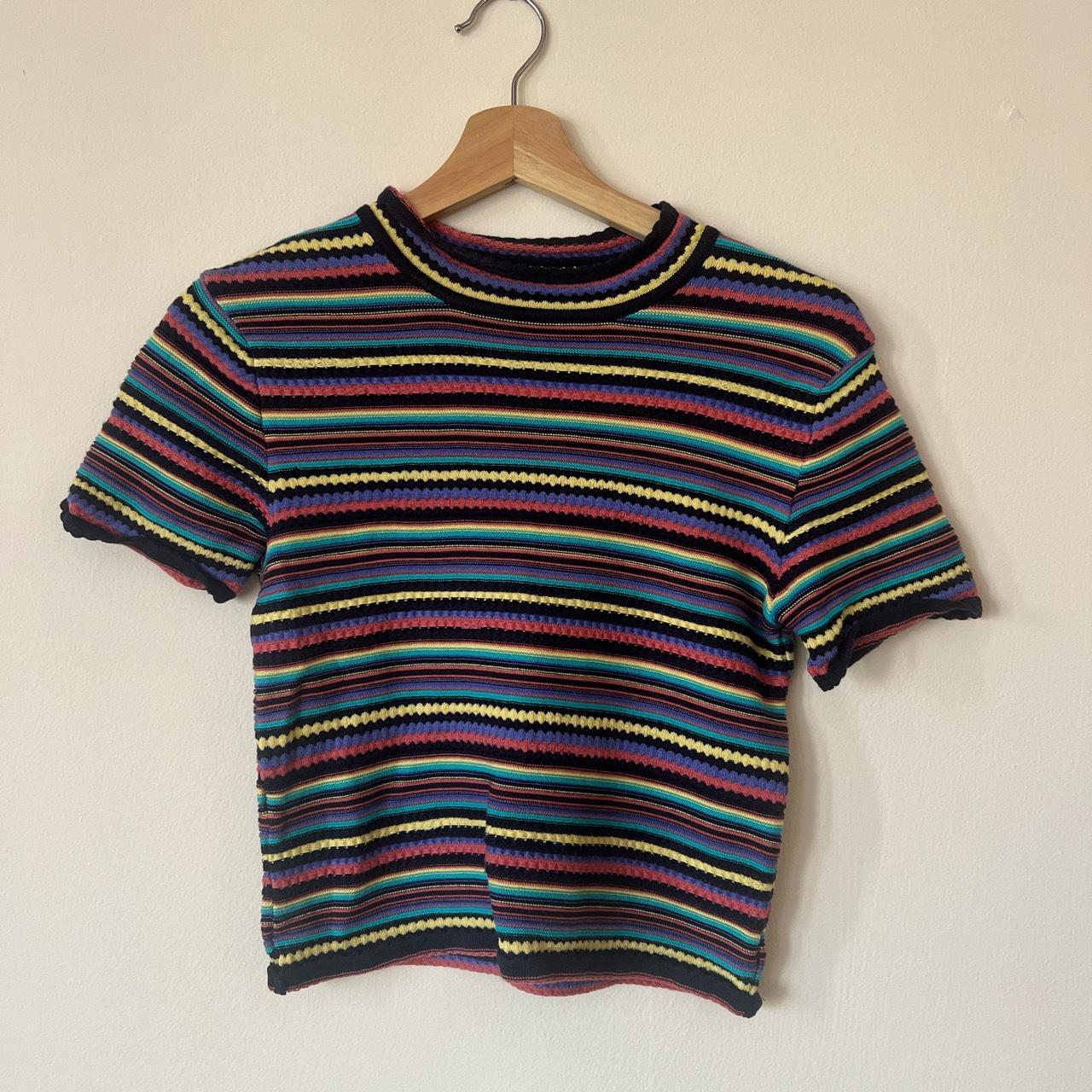 Colorful Zara Knit Crop Top Size Small fallfashion... Depop