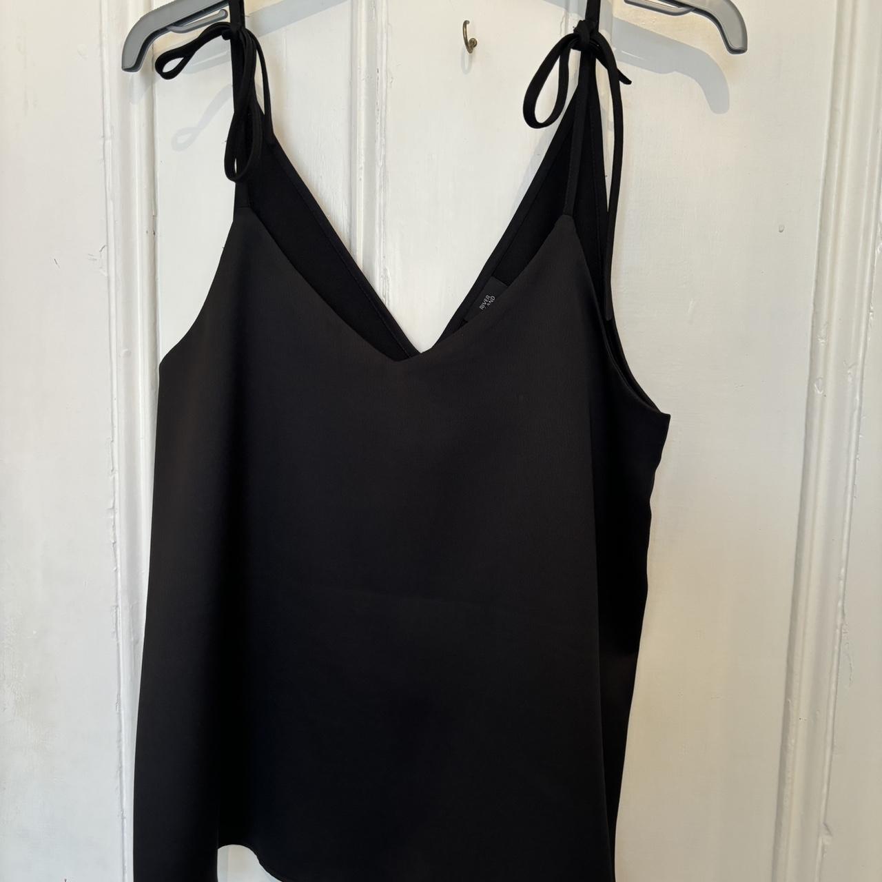 River island black tie strap top, size 10, perfect... - Depop