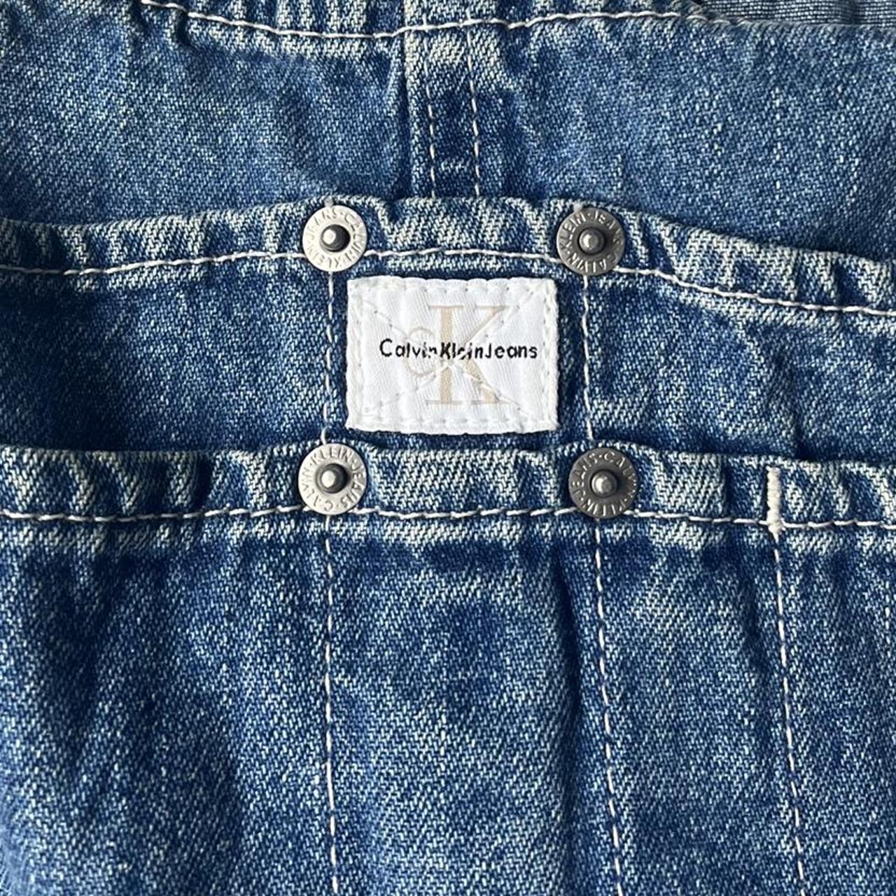 Calvin Klein short denim overalls size L - these... - Depop