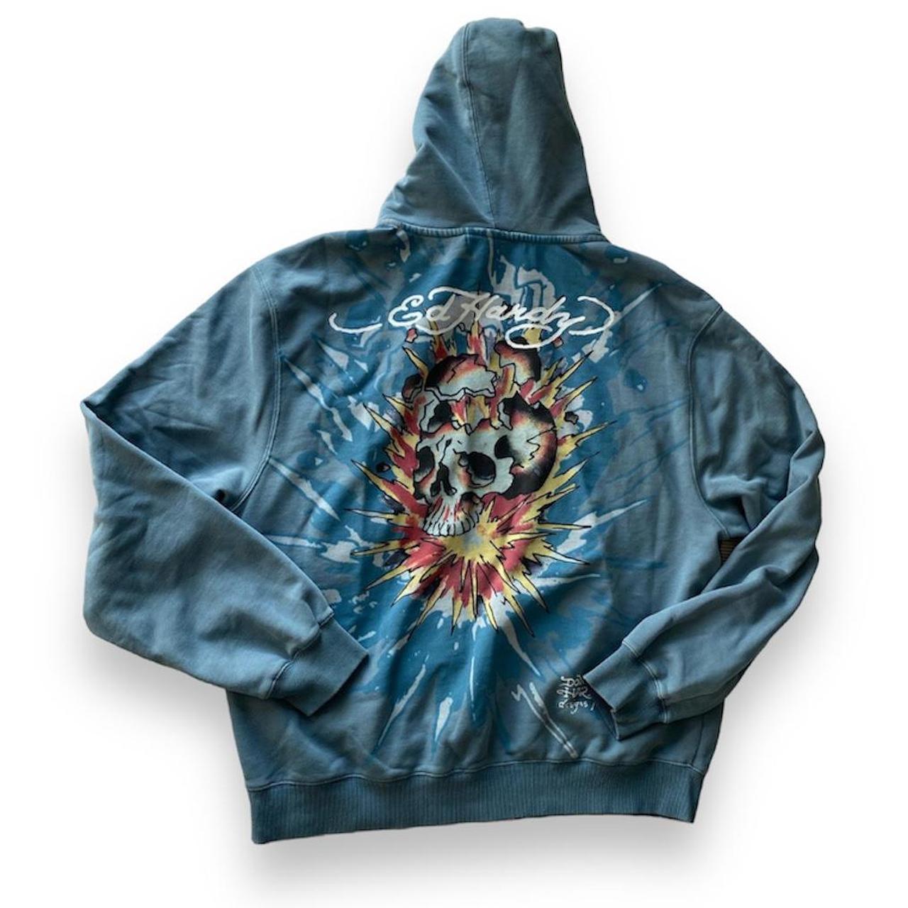 blue ed hardy hoodie brand new w tags Any other... - Depop