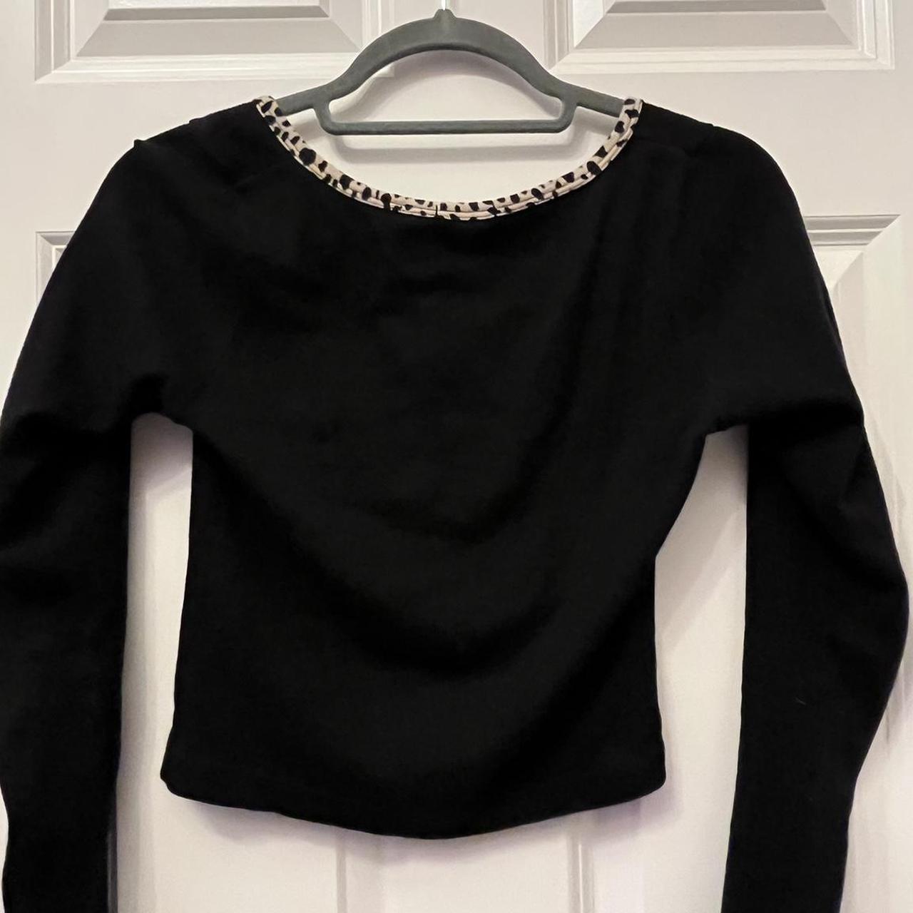 brandy melville long sleeve button up black and... - Depop