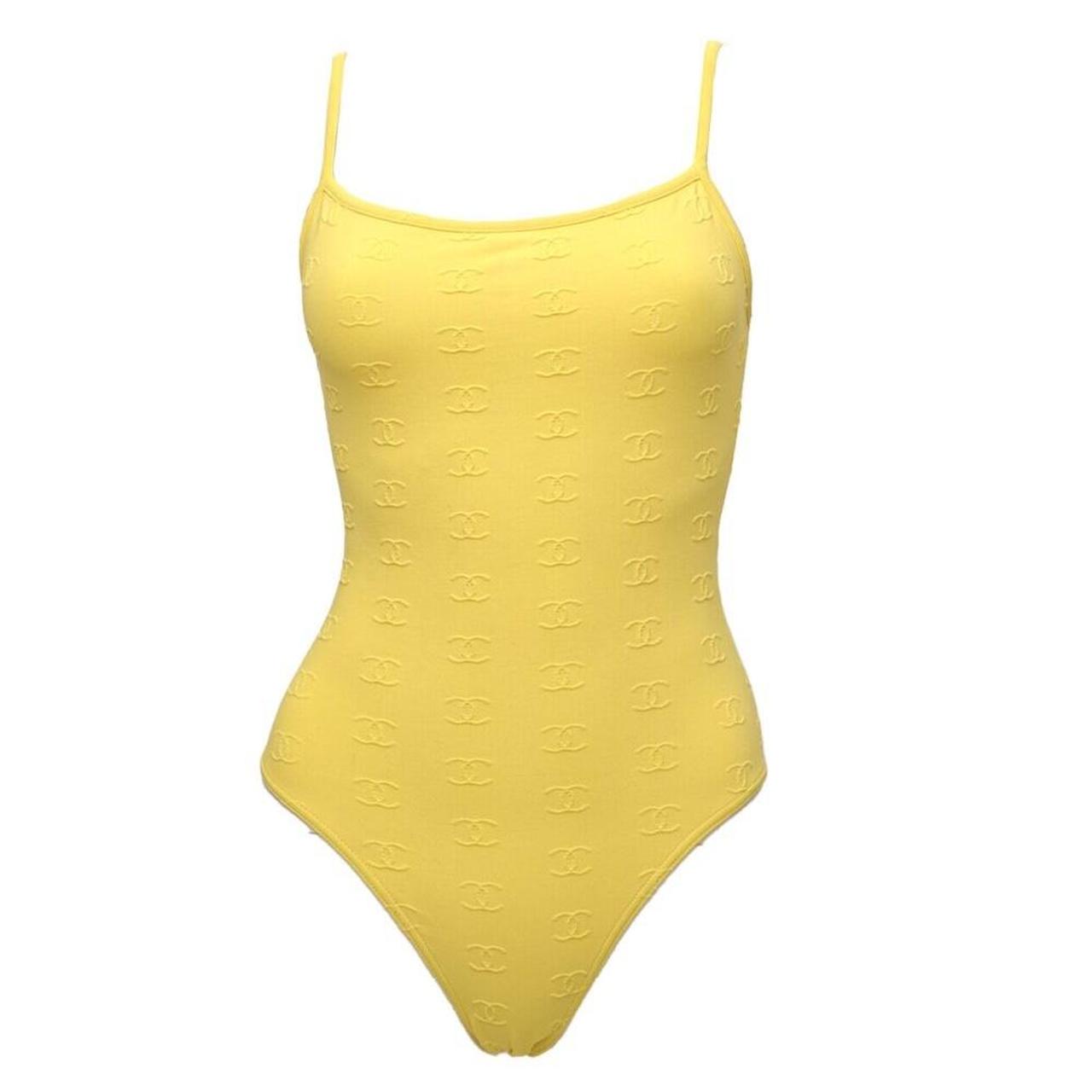 Chanel Yellow CC Logo One-Piece size 40. Item from... - Depop