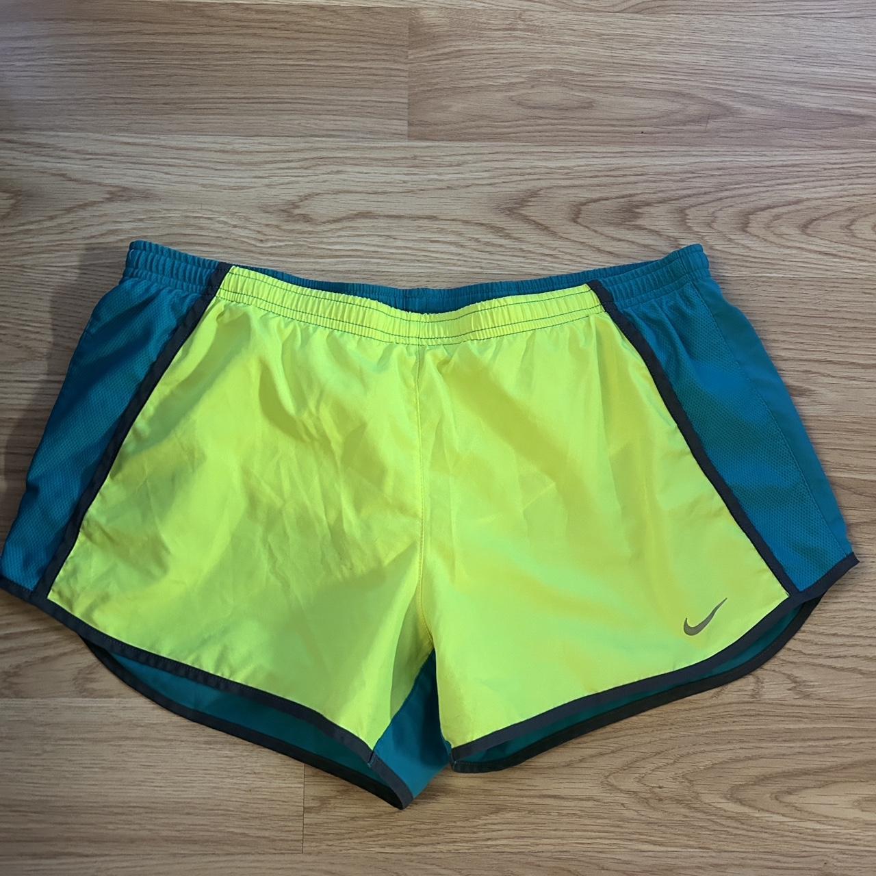 two tone blue nike dri-fit atheltic shorts teal and - Depop