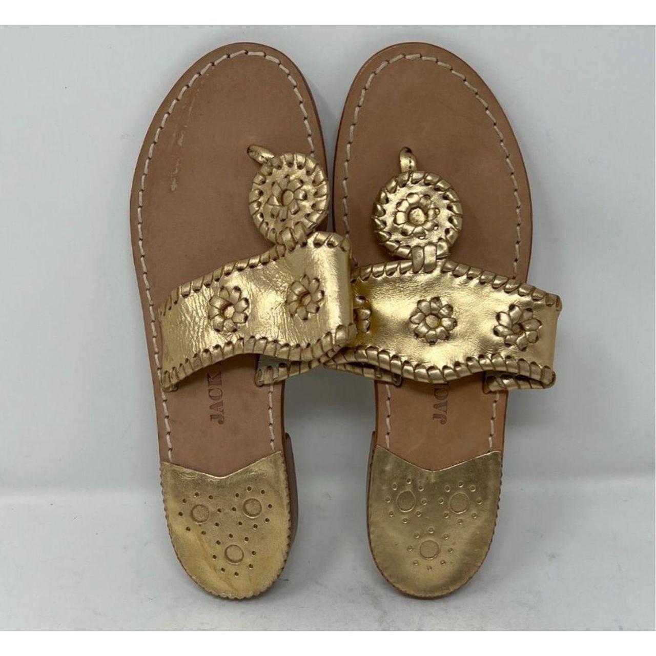 Jack Rogers Womens Hamptons Gold Leather Slip On Depop