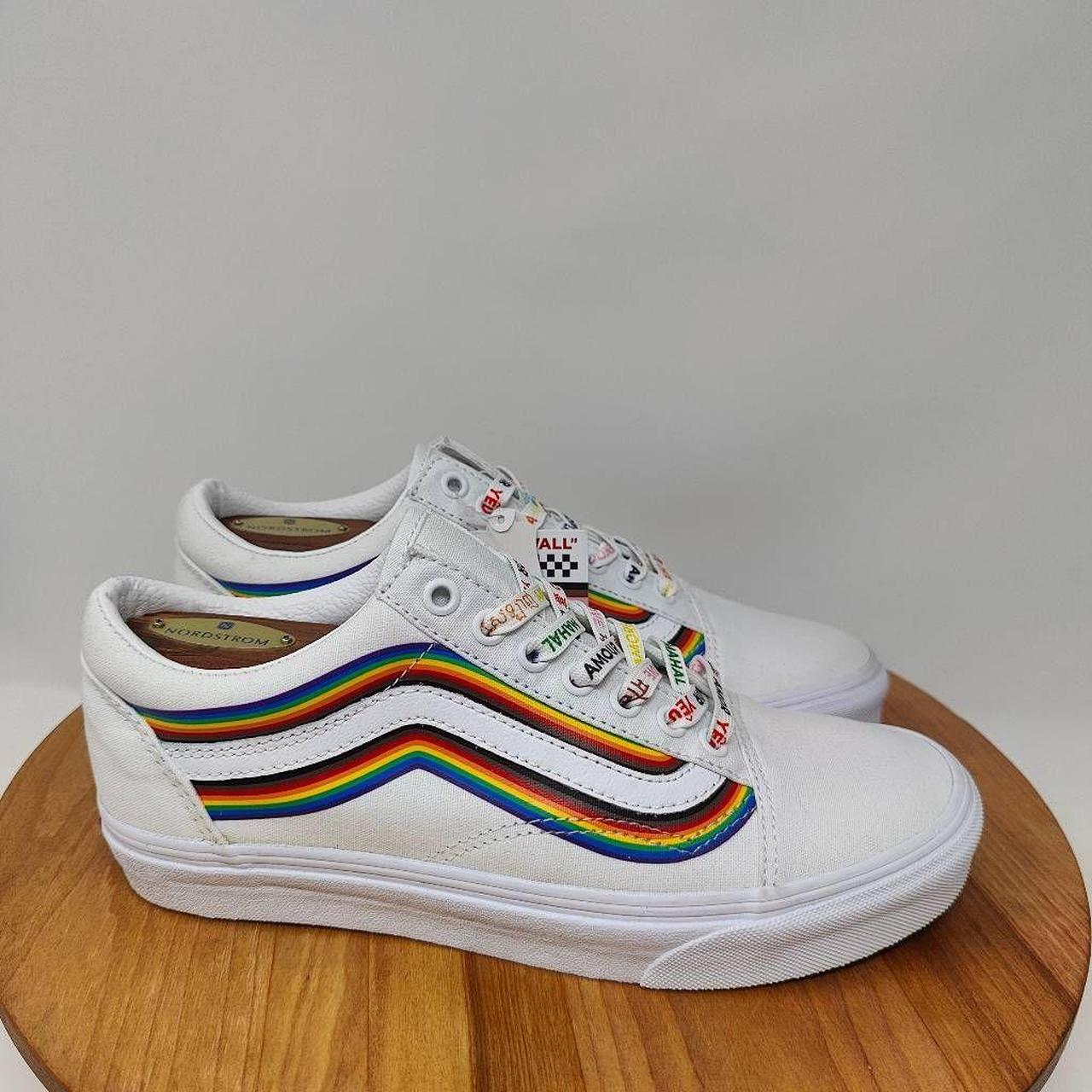 Old skool hotsell white rainbow vans