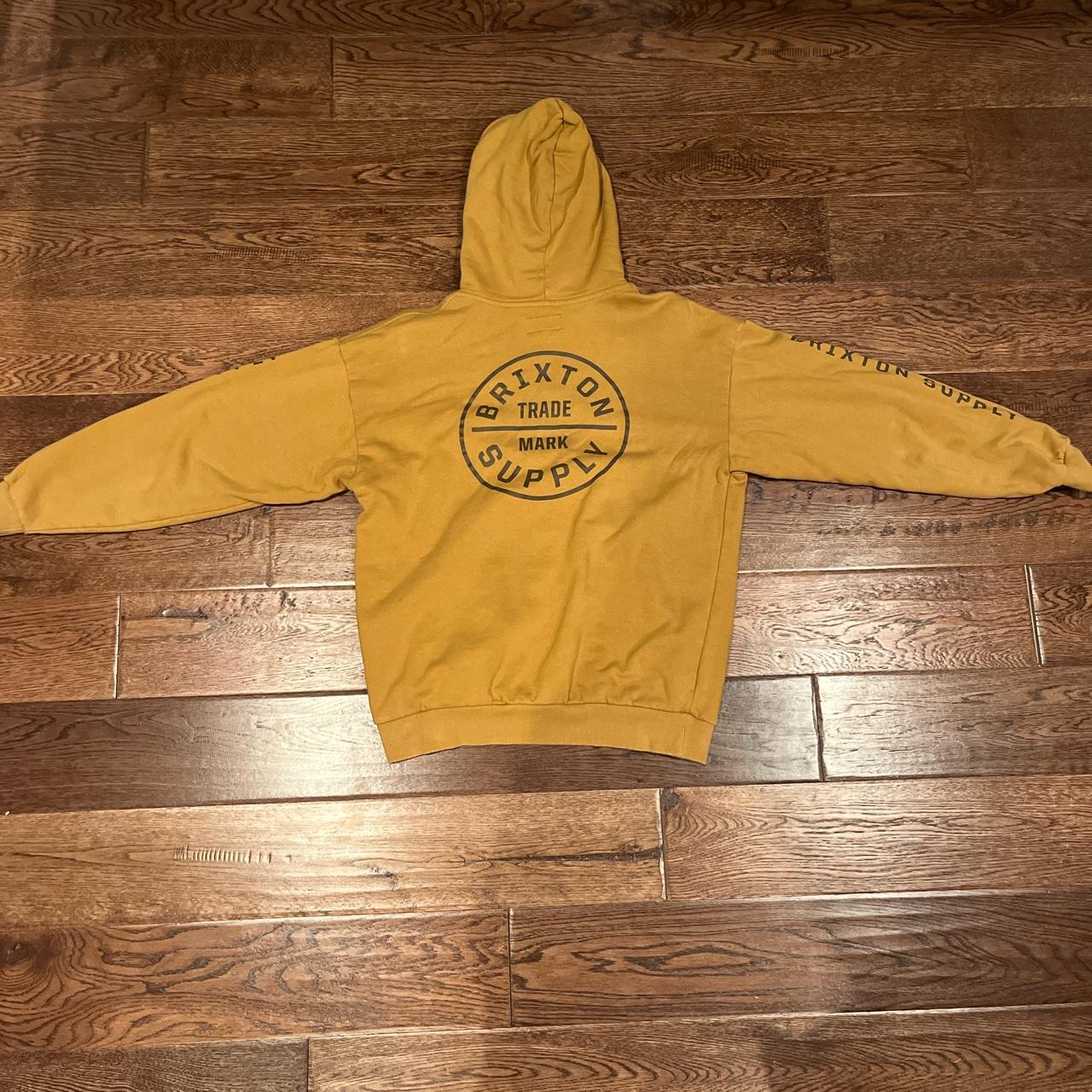 Brixton Men's Yellow and Gold Hoodie | Depop