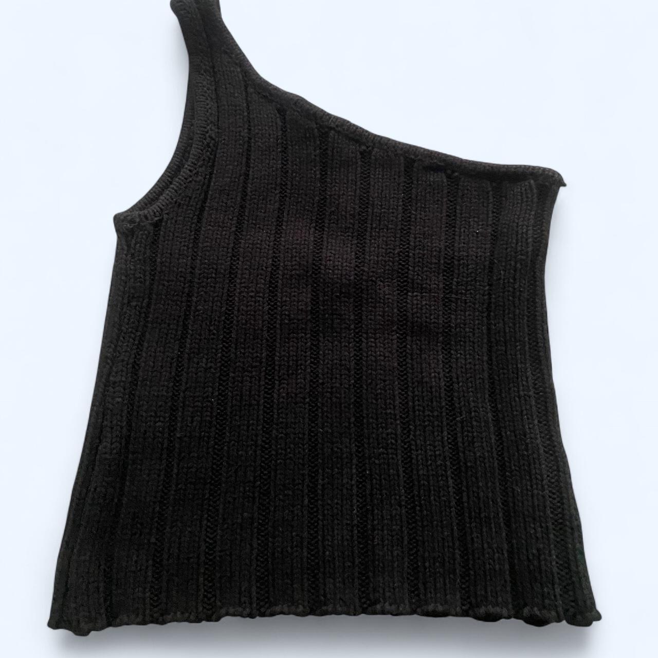 Subtitled, one shoulder thick knit rib top, size S Depop
