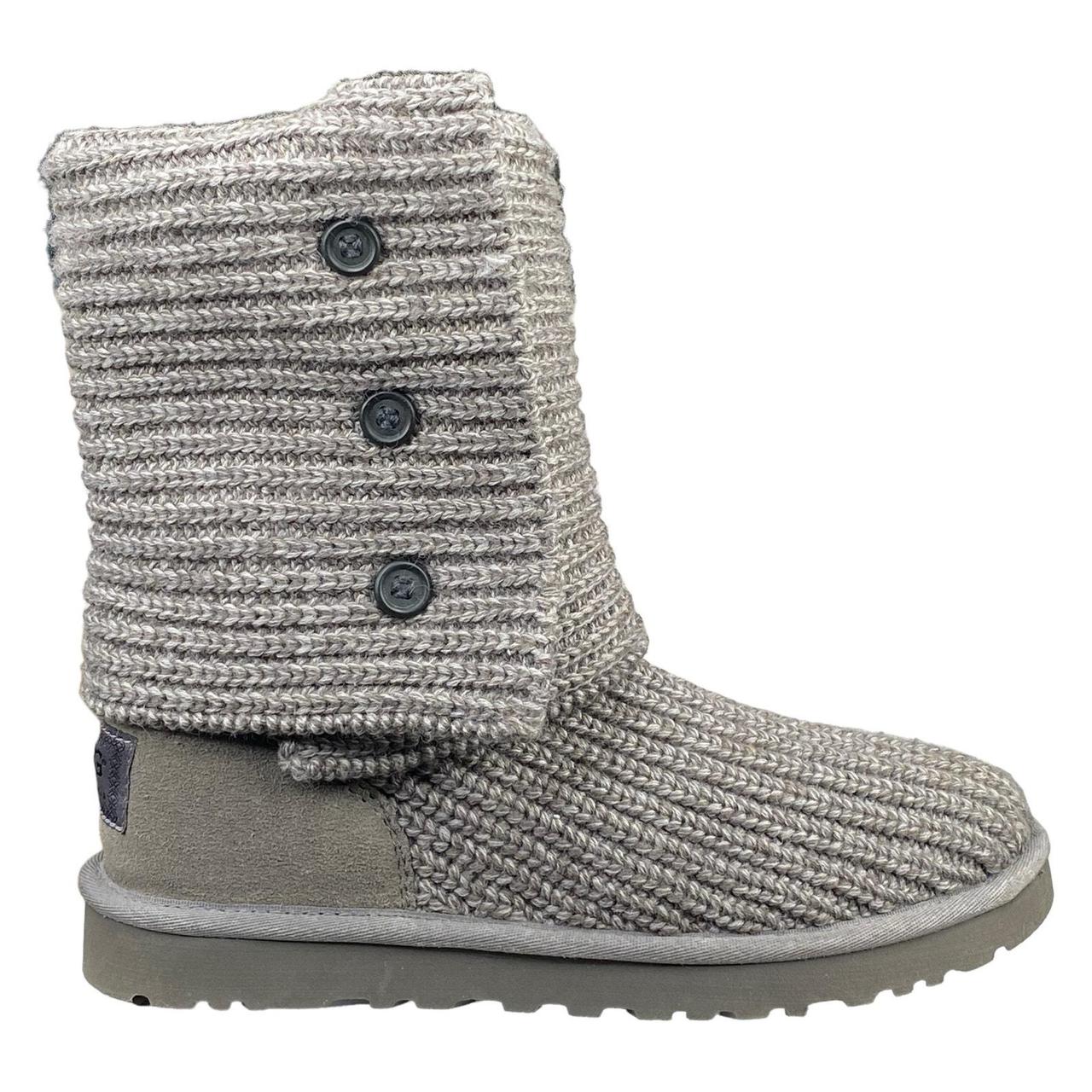 UGG Women's Cardy Grey Knit Pull On Winter Boot Size... - Depop