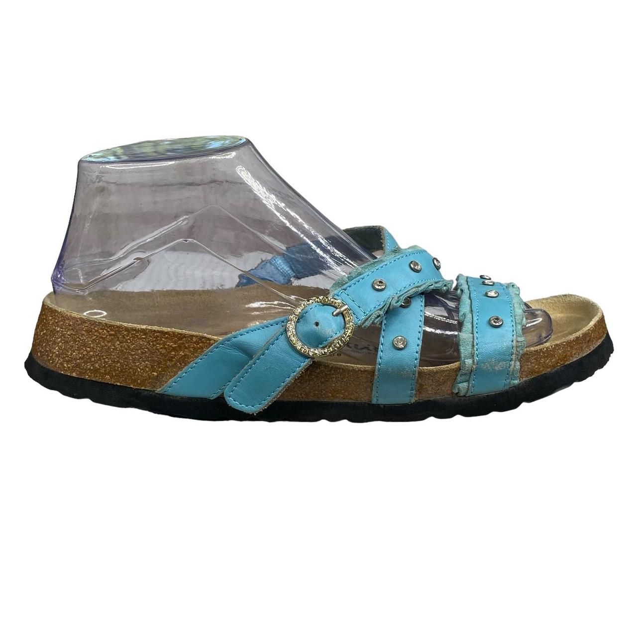 Betula X Birkenstock Studded Blue Slip On Sandals. Depop