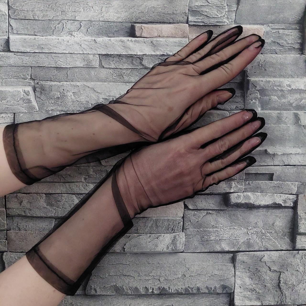 Sexy Chic Sheer Black Tulle Lace Mesh Gloves Arm Depop