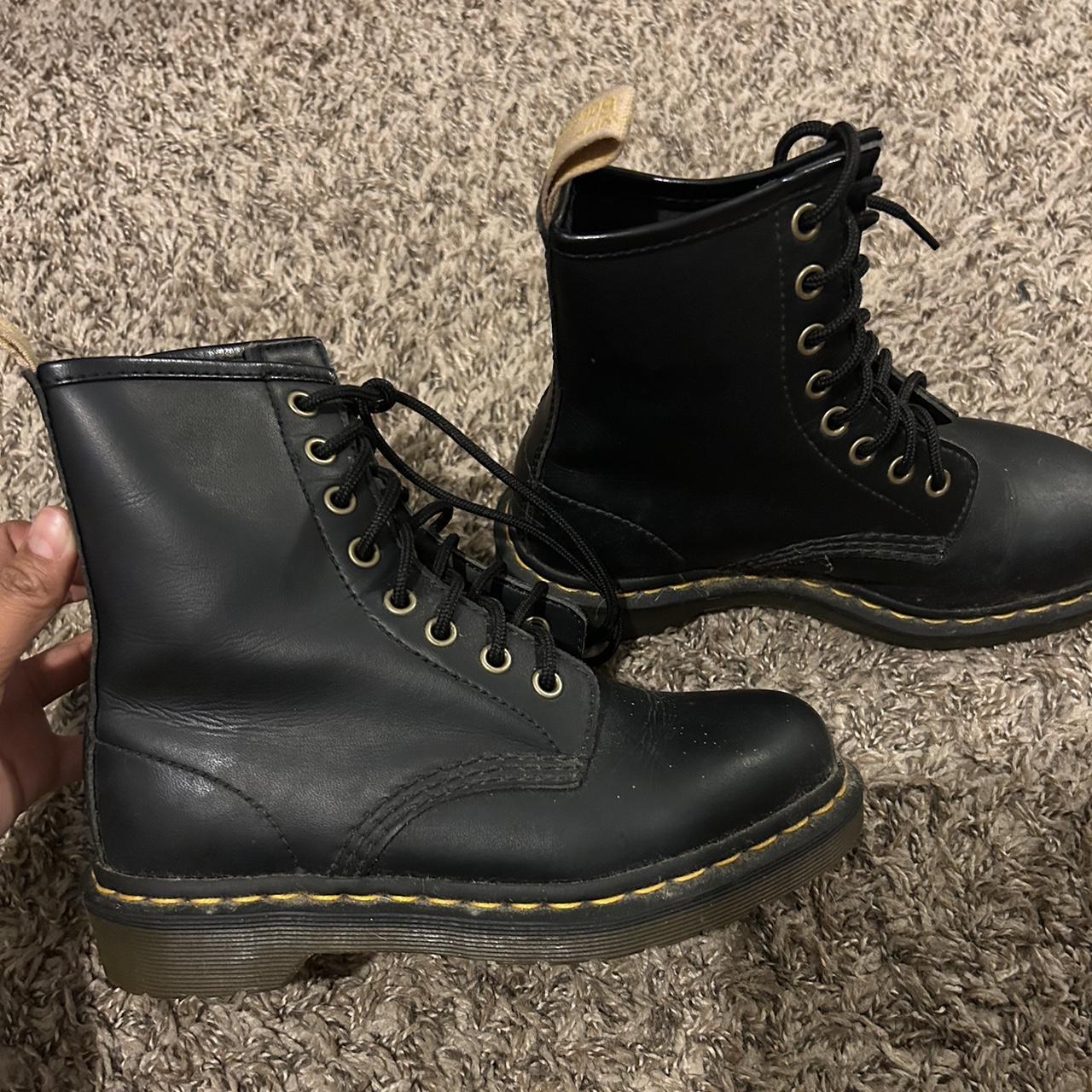 Vegan leather doc marten boots. Wore only a few... - Depop