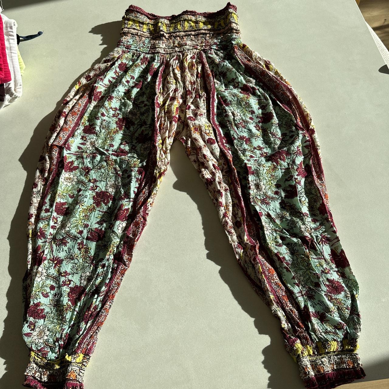 Free People harem pants jogger cinched waist floral... - Depop