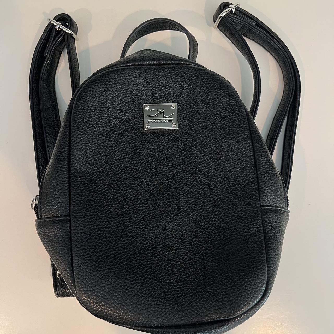 Jessica Moore Backpack purse, Black pebbled faux