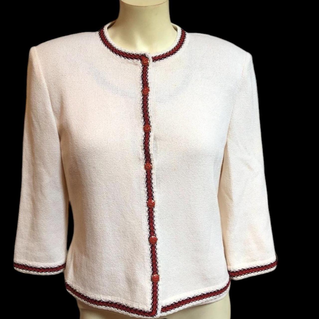 St. John Collection by Marie shops Gray red & gold button up cardigan 6