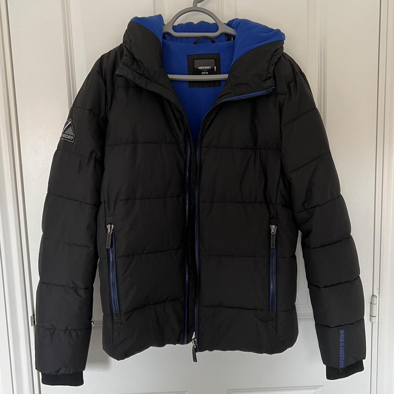 Superdry Men's Black and Navy Jacket | Depop