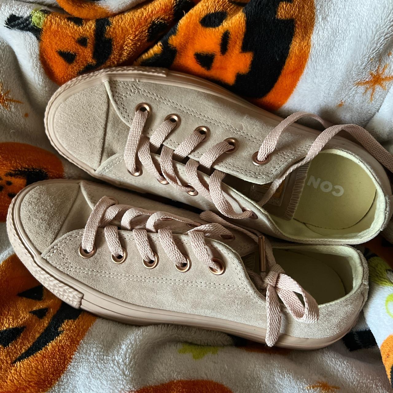 Brand New Rose Gold/Dusty Pink Converse Bought in... - Depop