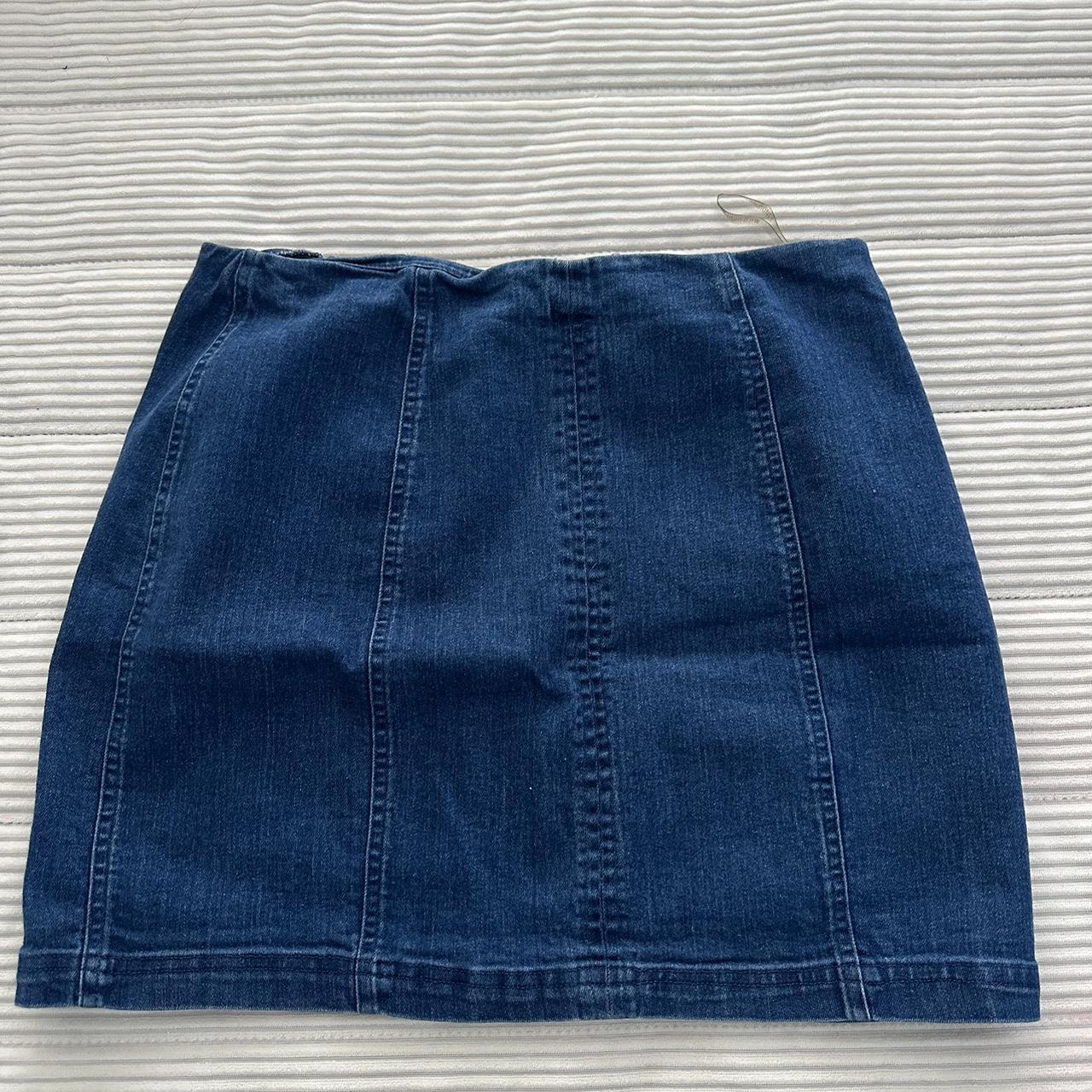 skin tight jean skirt size: L fits M worn once - Depop