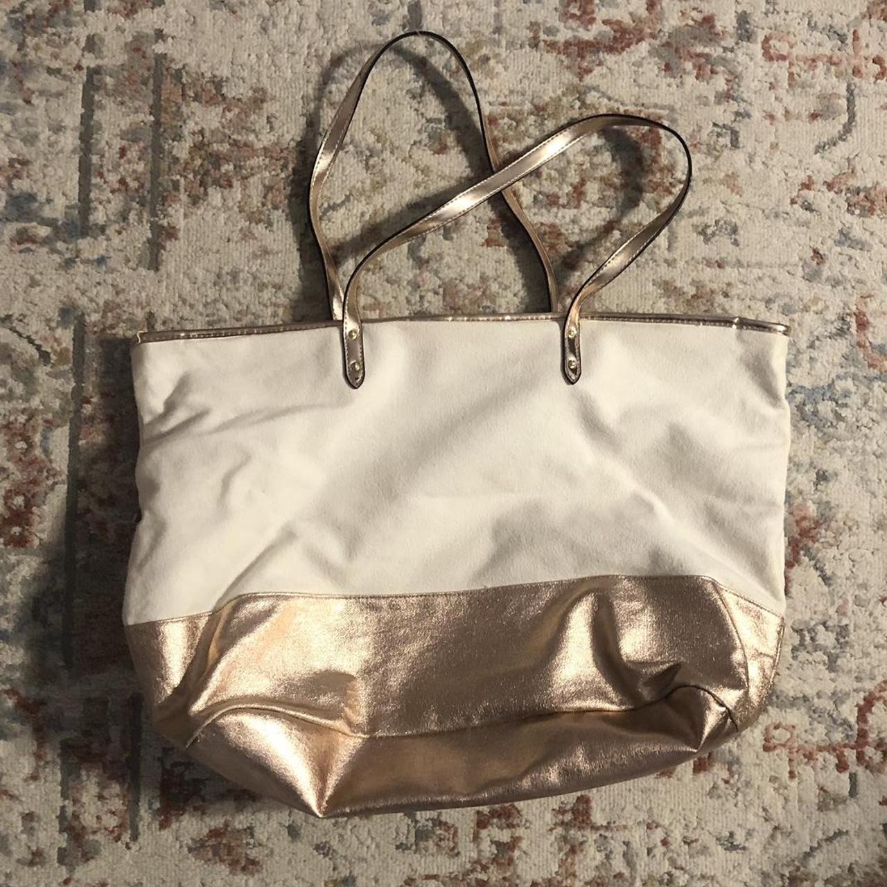 Victoria's Secret Tote Bag Cream and rose gold tote - Depop