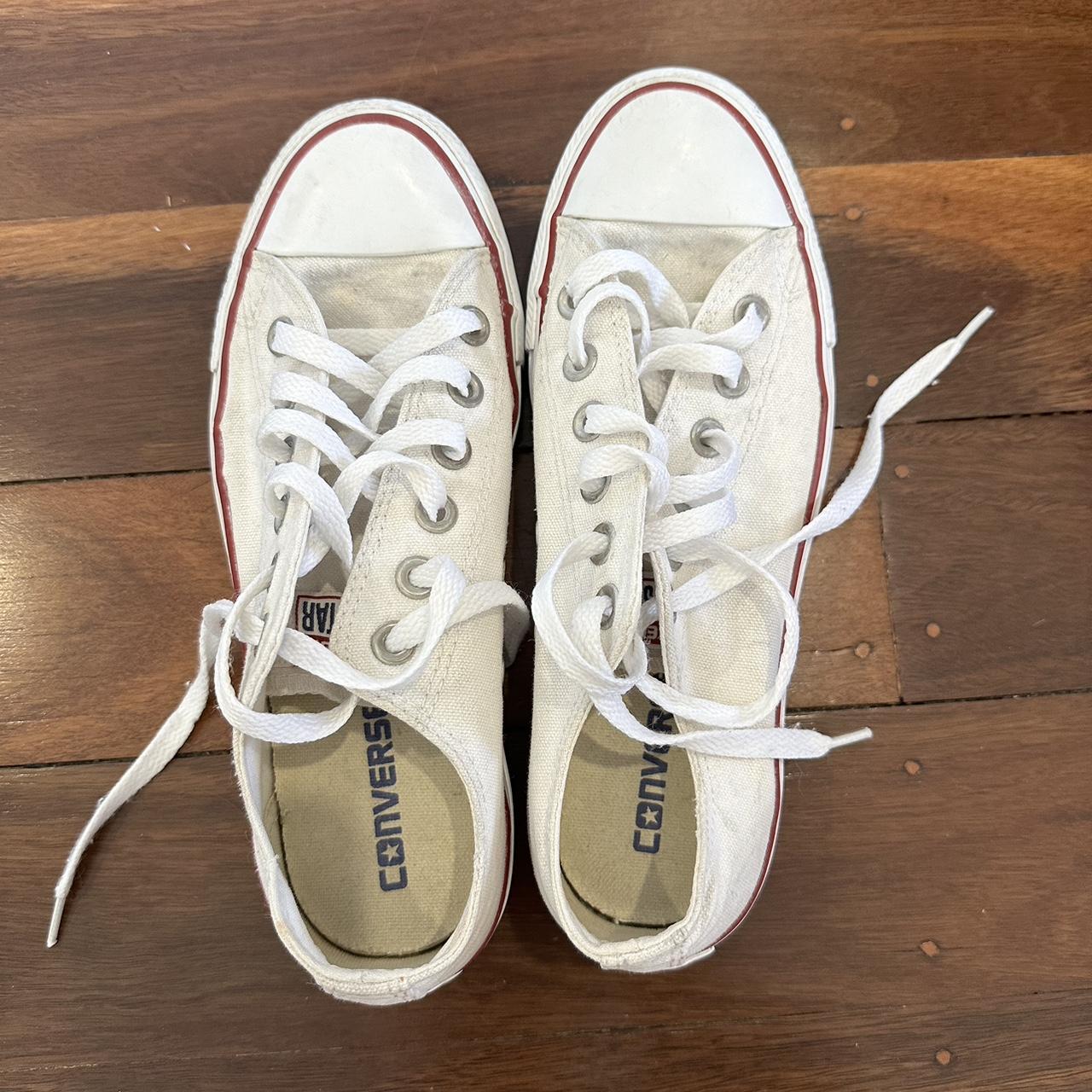 AUTHENTIC WHITE LOW TOP CONVERSE aus size 7... Depop