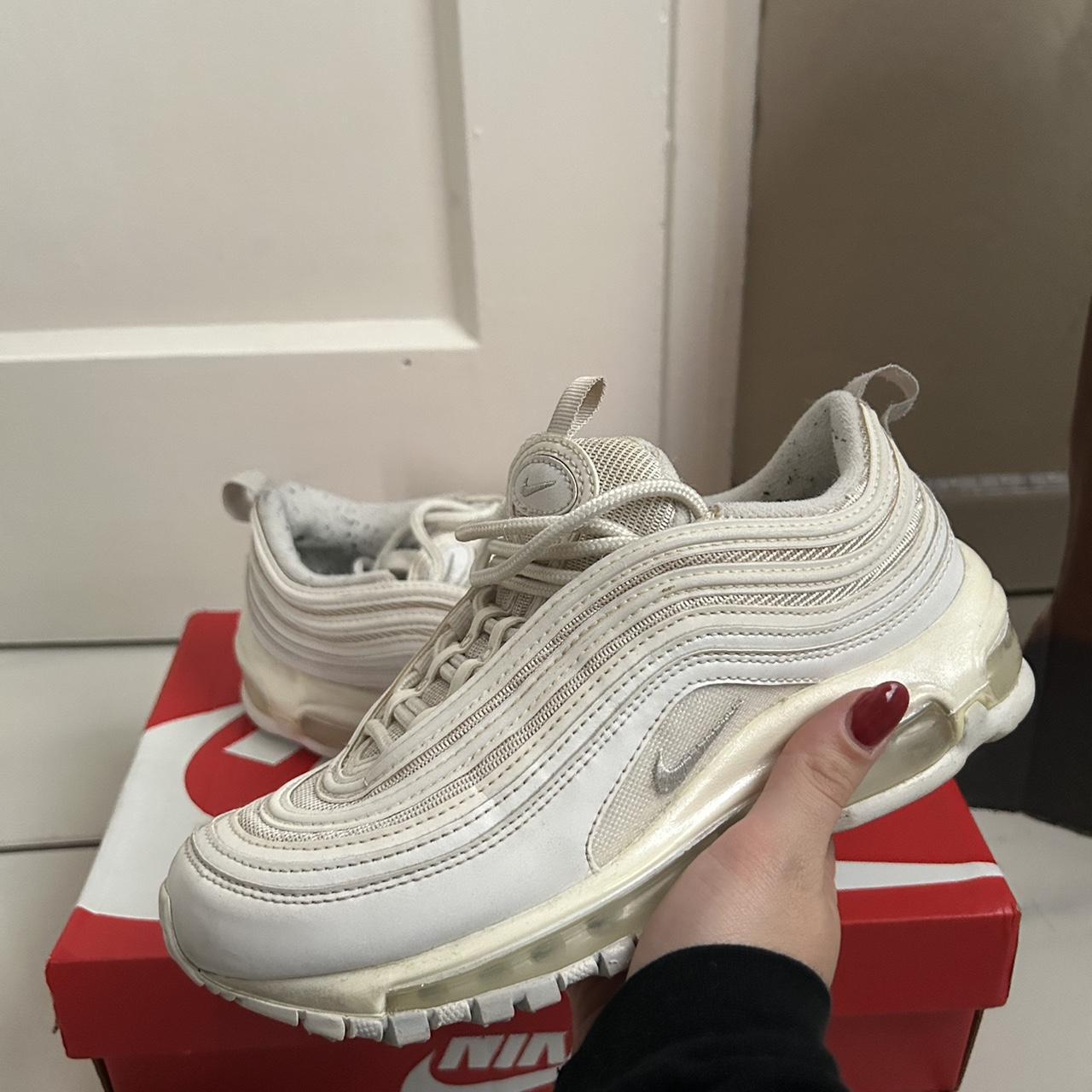 Nike Air Max 97s All White Used fully broken in. Depop