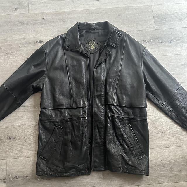 Brand new 1980s Vintage Carlo Amboldi Leather Jacket - Depop
