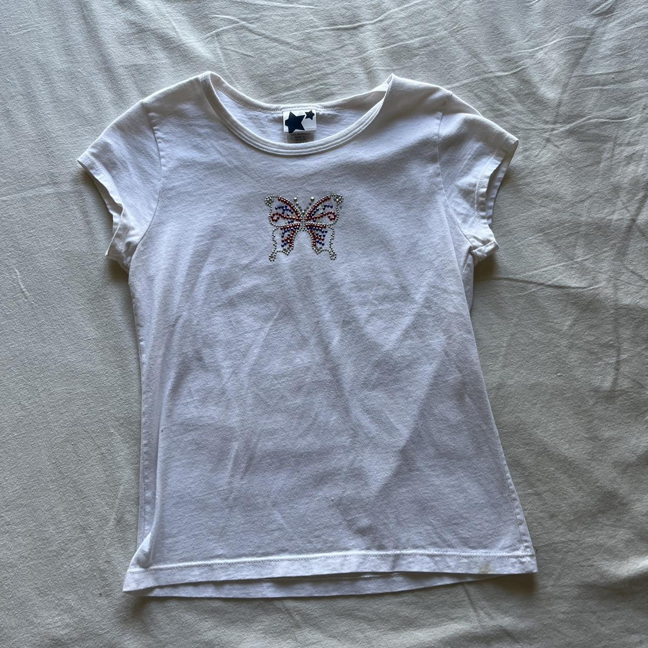 hollister butterfly baby tee MESSAGE BEFORE - Depop