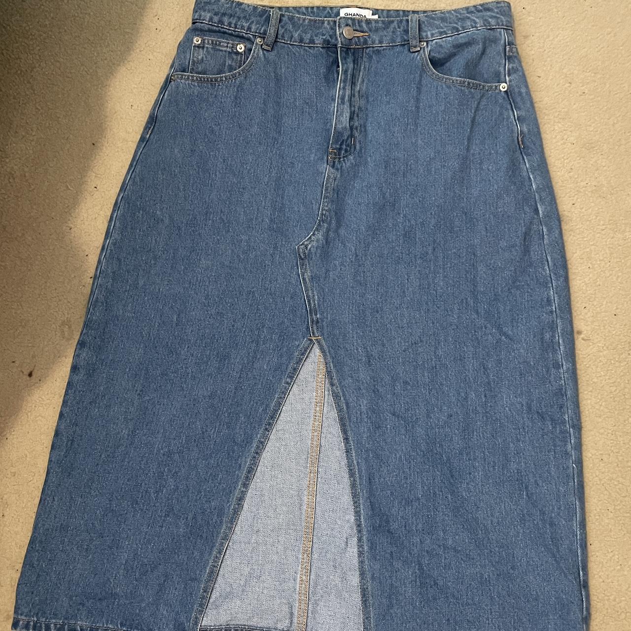 Denim Maxi Skirt from Ghanda • only worn once to a... - Depop