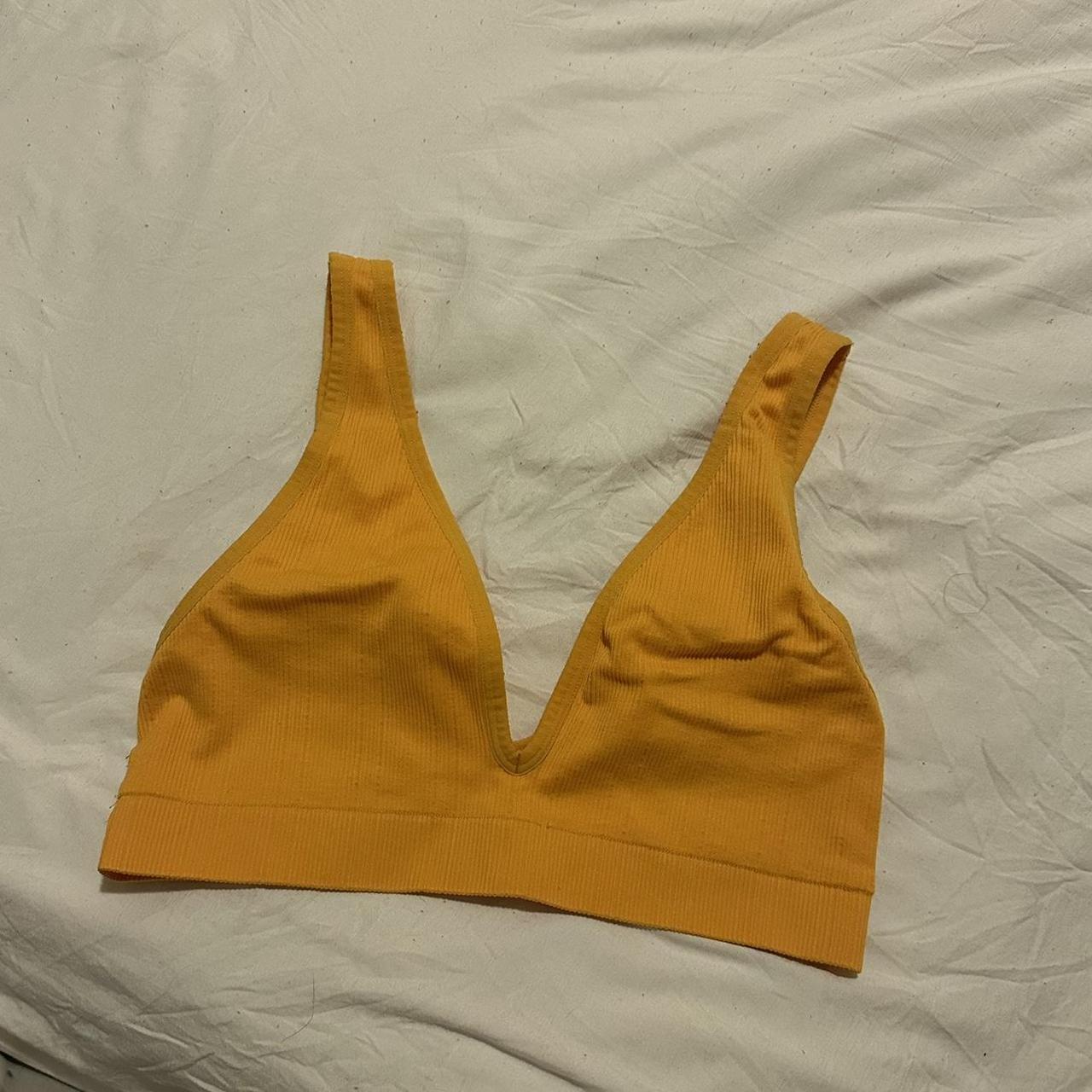 yellow victoria secret pink ribbed bralette - good... - Depop