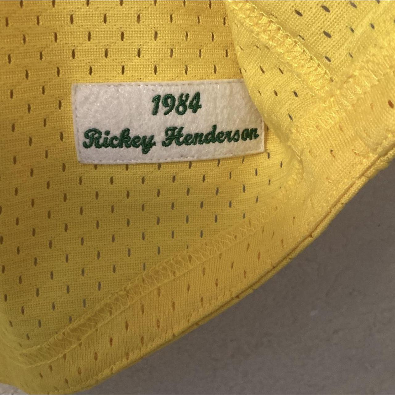 Mitchell & Ness Yellow Oakland Athletics Rickey Henderson BP