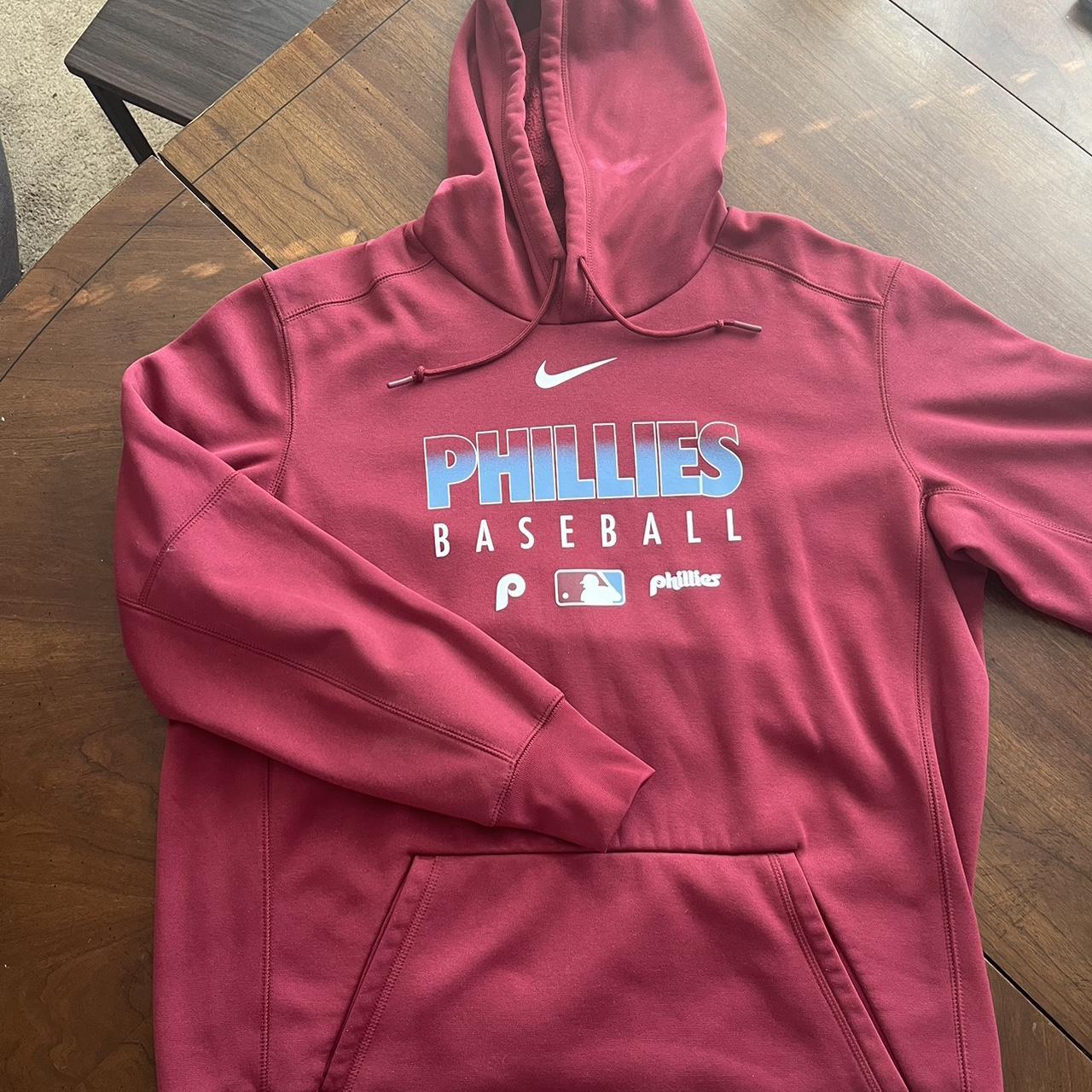 nike phillies hoodie! size large, (23 by 28) - - Depop