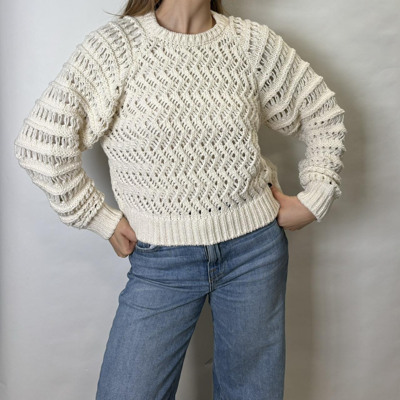 Iro cream sweater. Cool knitting patter very... - Depop