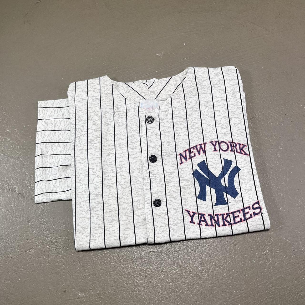 Vintage 90's New York Yankees Pinstripe T Shirt - Depop