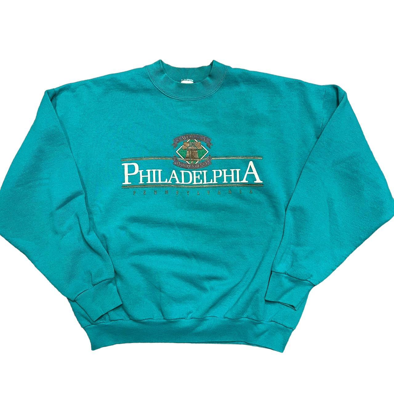 Vintage Philadelphia Sweatshirt Light blue made in Depop