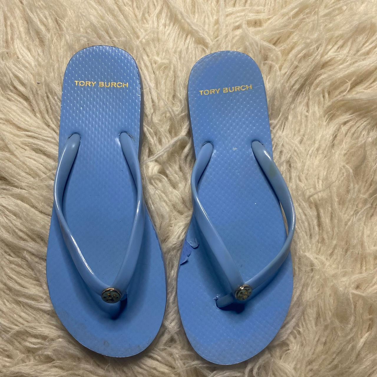 Tory Burch flip flops size 7/7.5 blue, please note... - Depop