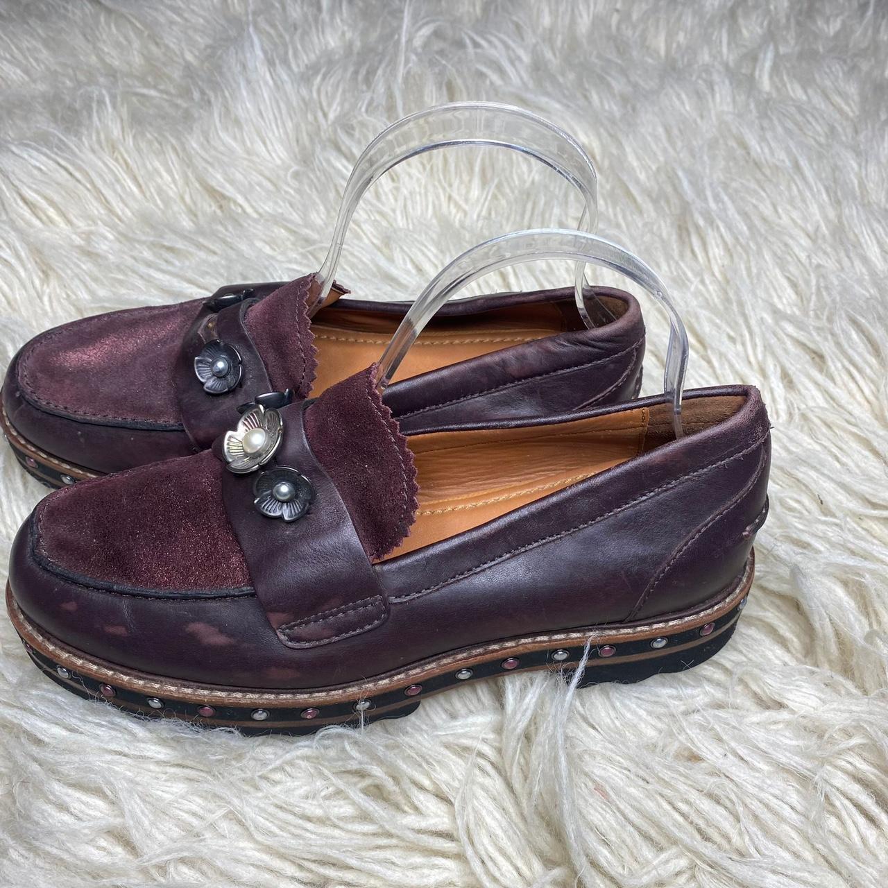 Coach Women’s Leather Tea Rose Lenox Loafers Shoes... Depop