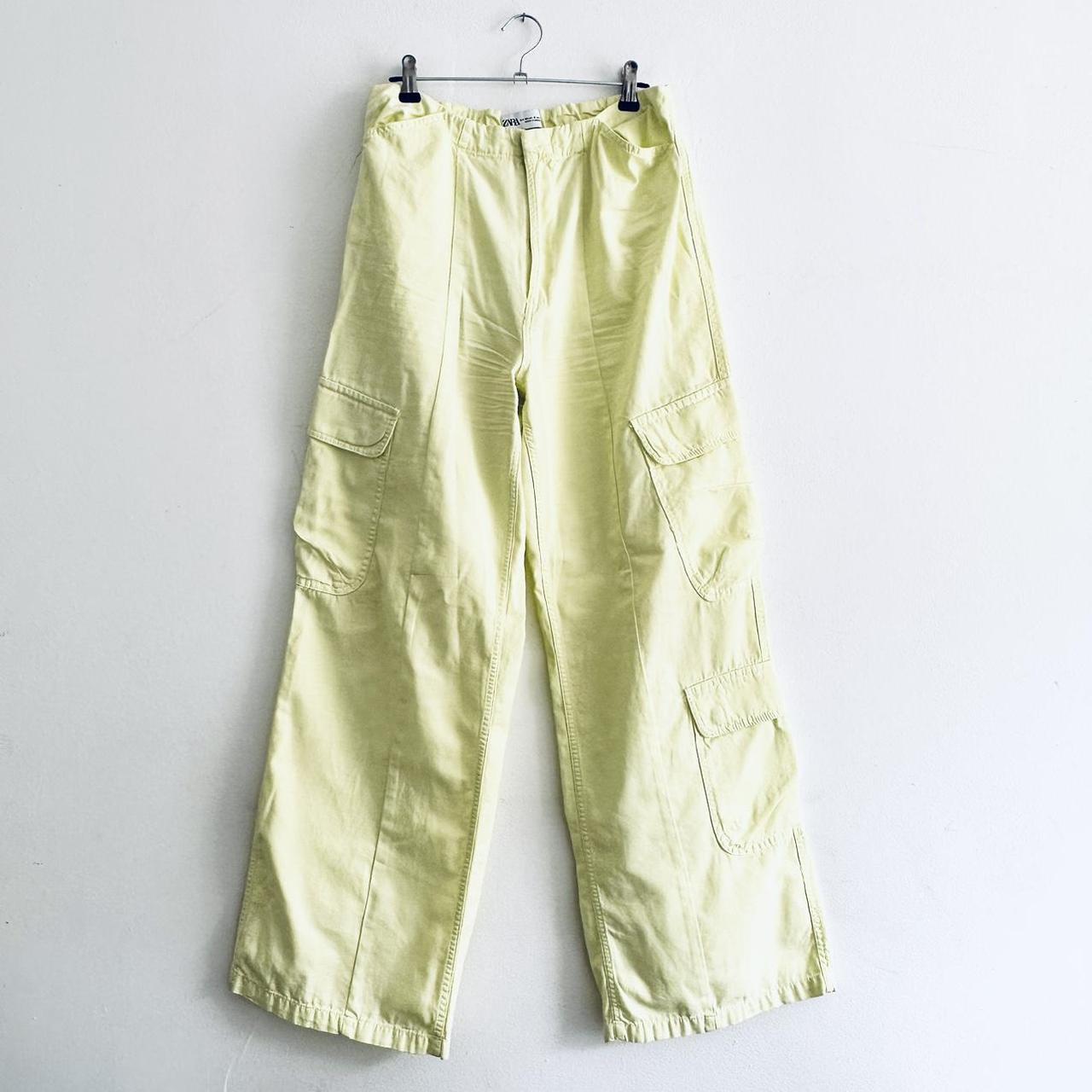 Zara lemon yellow / light lime cargo pants with - Depop