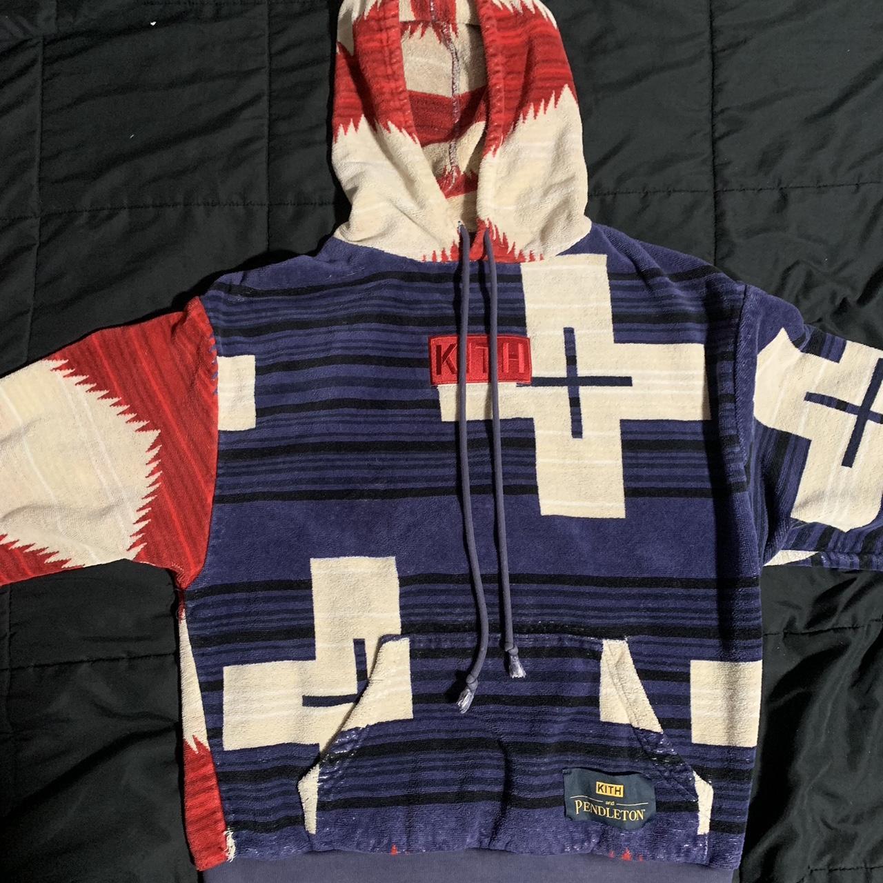 Kith x Pendleton Terry Williams Hoodie Navy/Multi | Depop