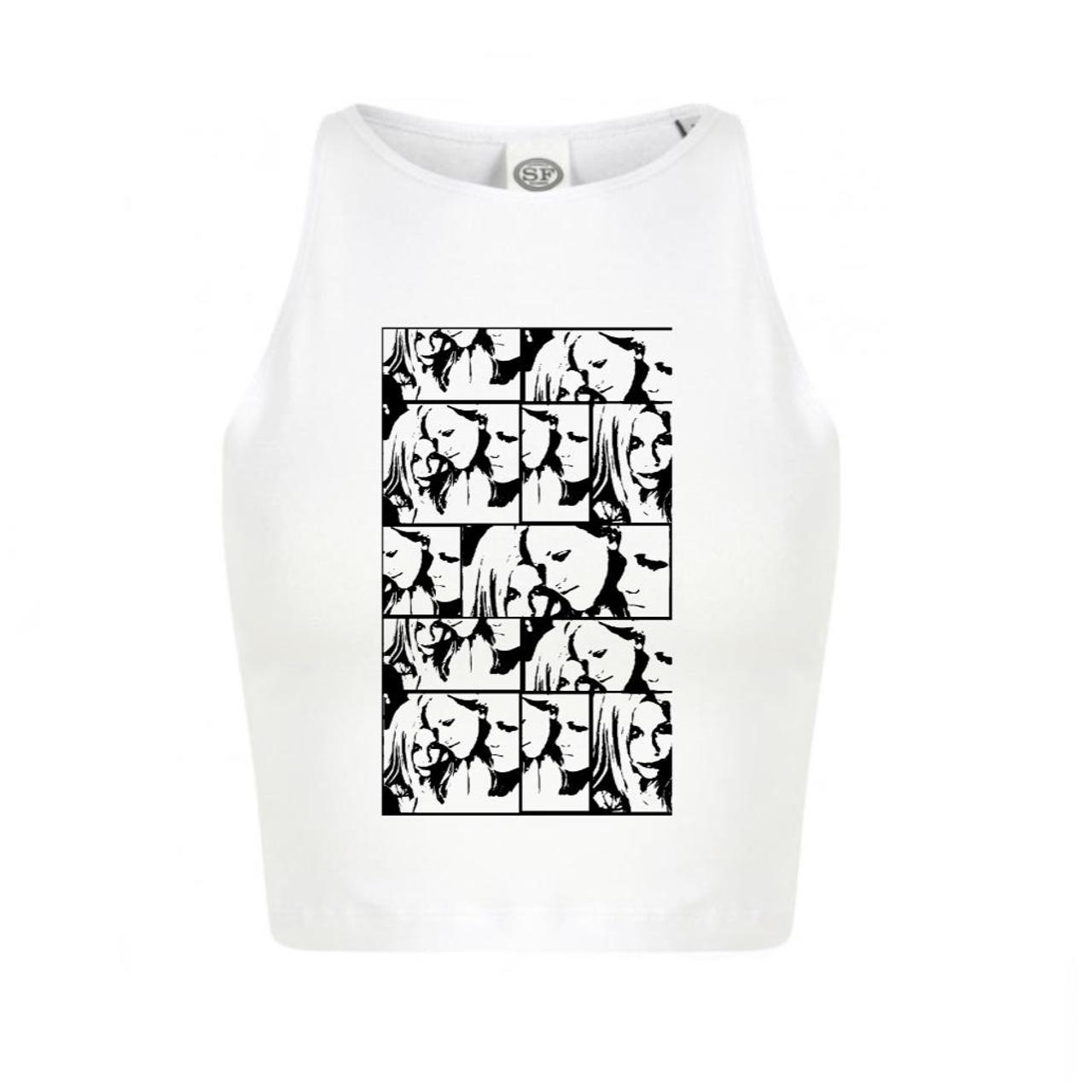 90s White Printed Tank Top Featuring A Screen Depop 7316