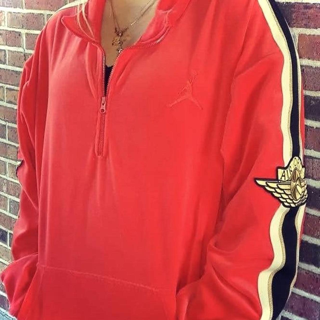 Bright orange Jordan Velour half zip No flaws/worn... Depop