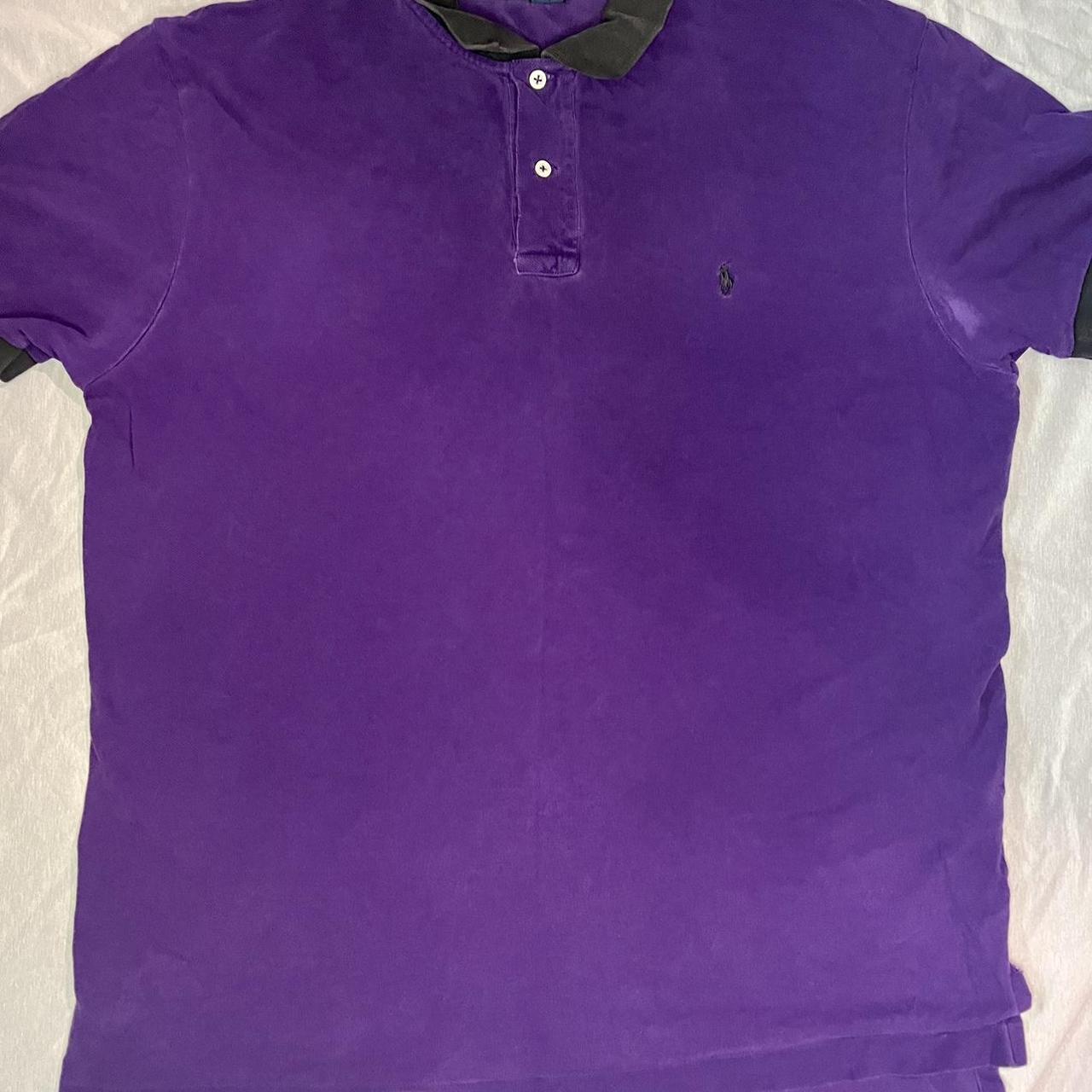 Vintage Polo Ralph Lauren purple with black polo... - Depop