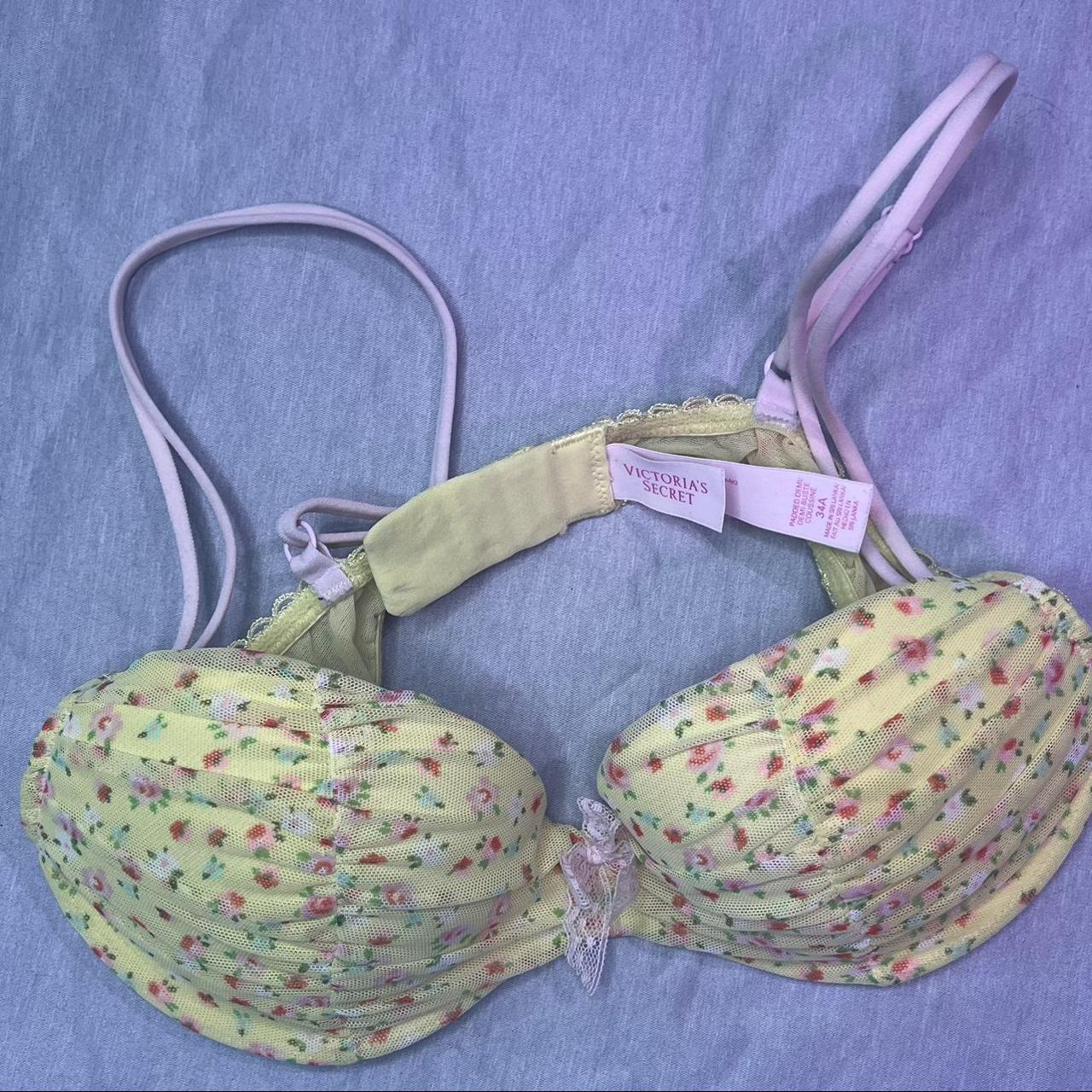 Victoria's Secret Floral Lace Padded Demi Pink Bra - Depop