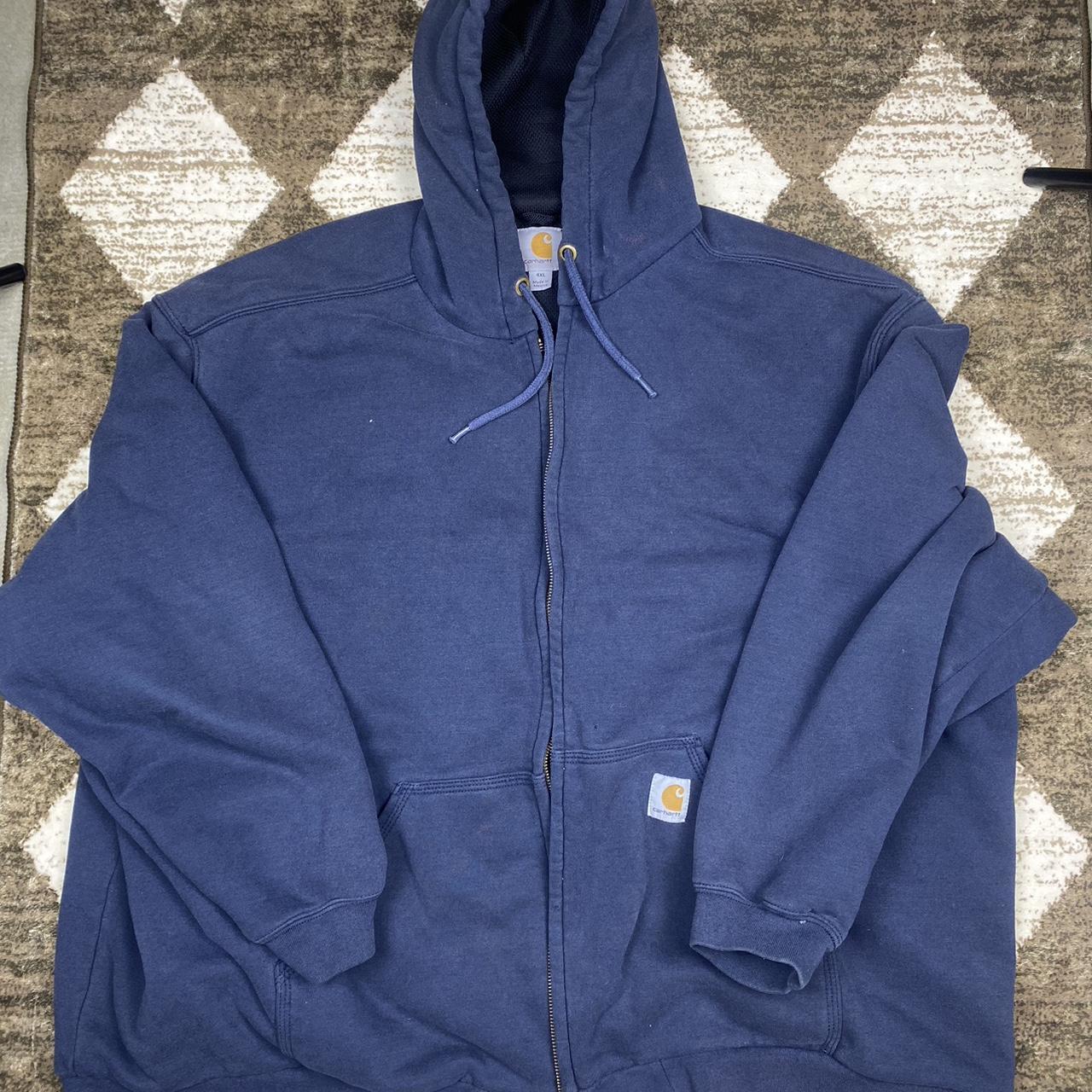 Carhartt J149 Navy Thermal Lined Zip Up Hoodie... - Depop