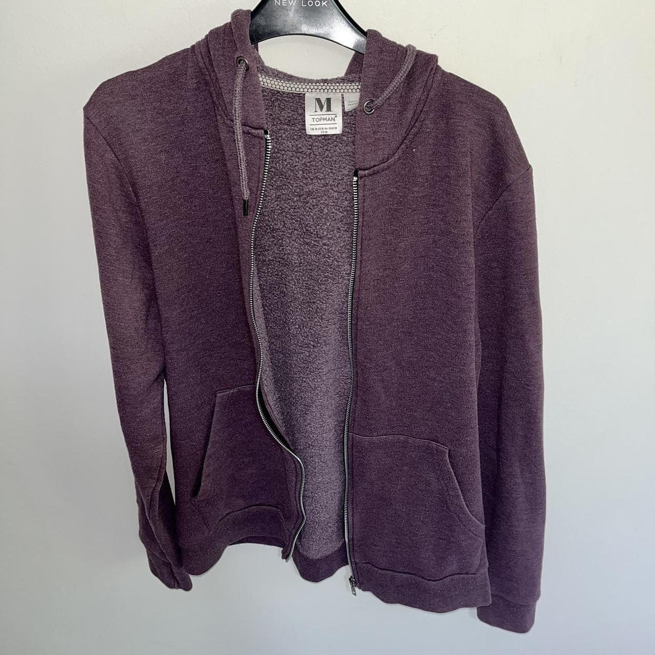 Topman Hoodie zip up burgundy purple coloured. Depop