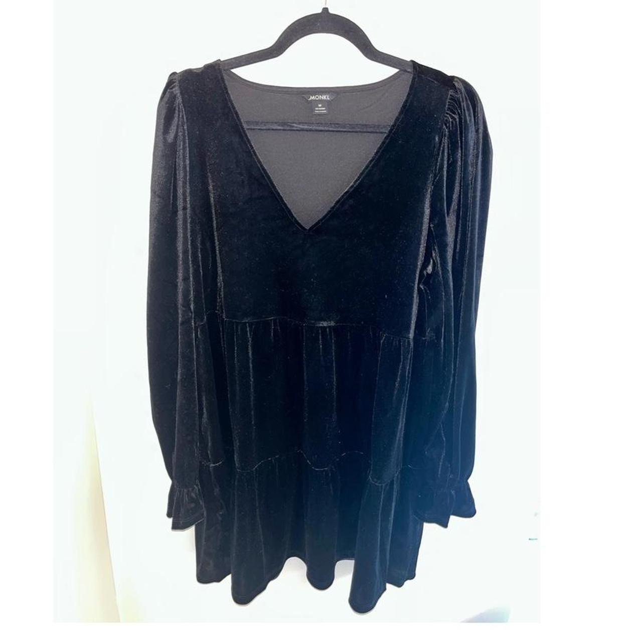 Monki Velvet Dress v neck long sleeve Depop