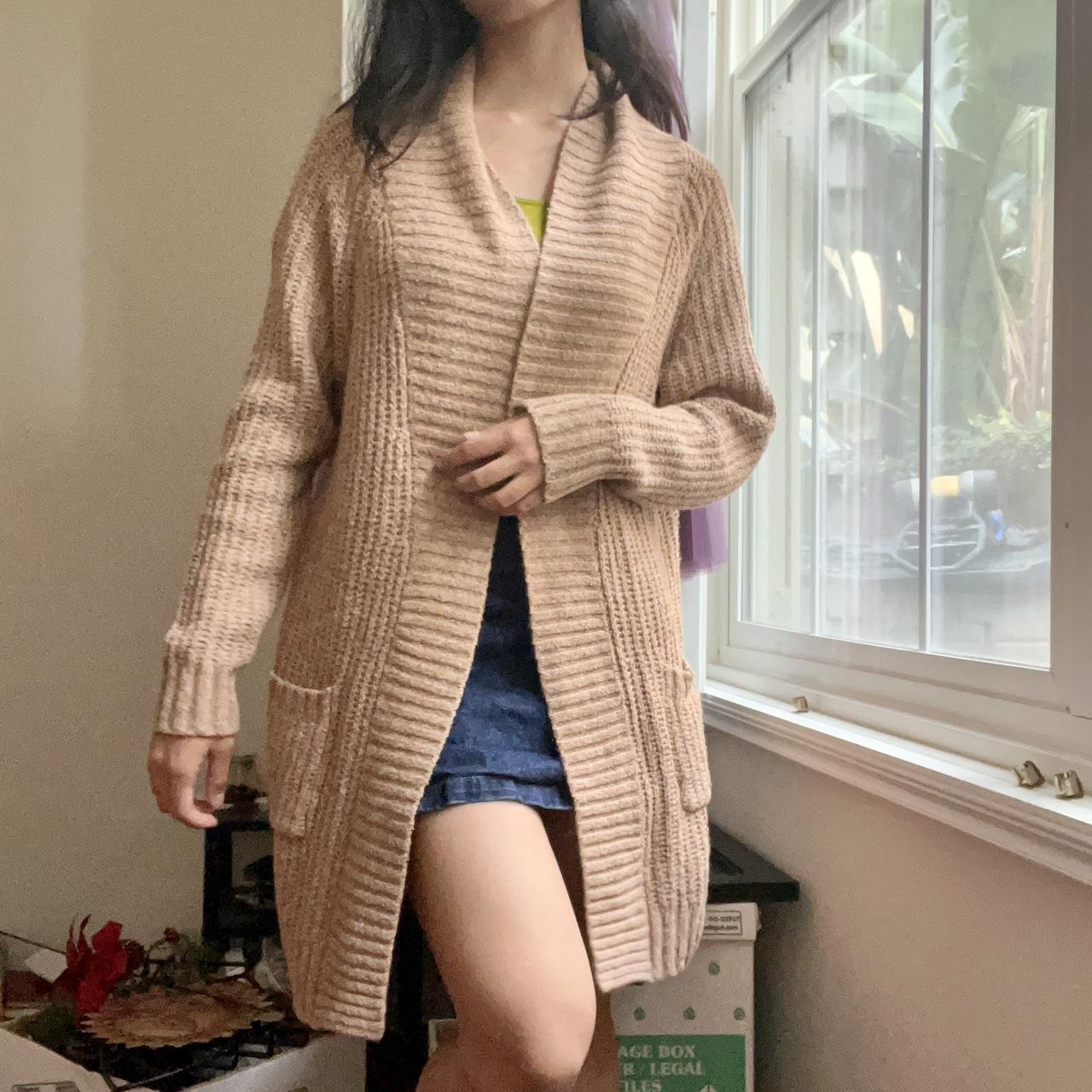 Womens long hot sale tan cardigan