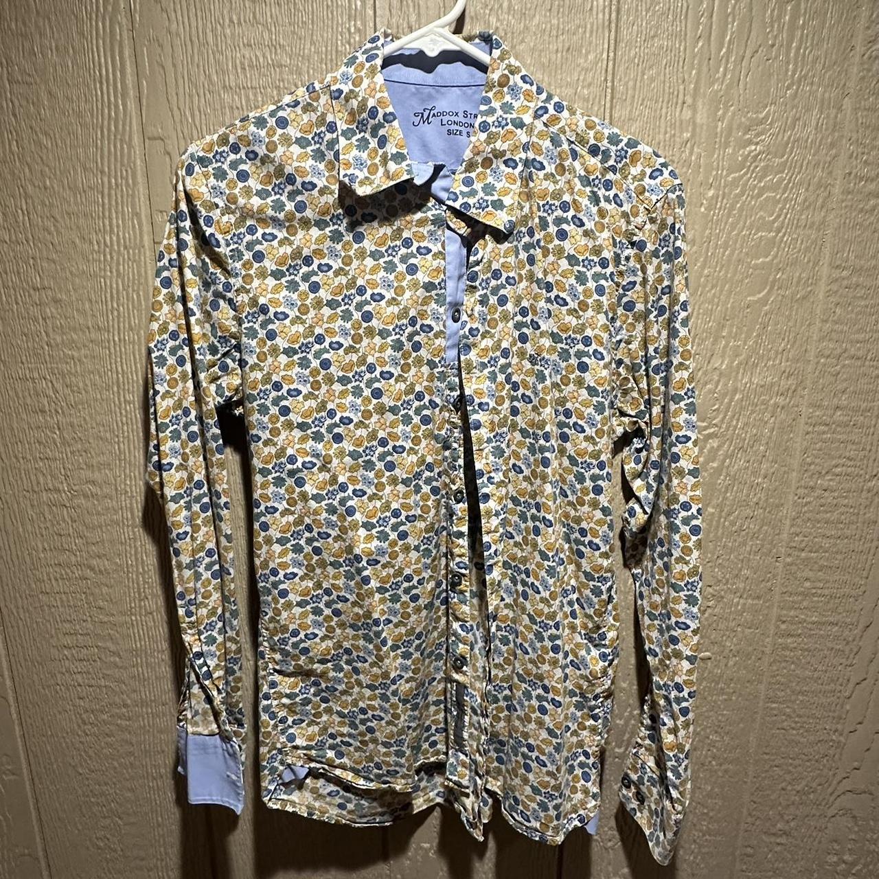シャツ Maddox Street フローラルシャツ メンズ レディース マドックスストリートロンドン 長袖シャツ 花柄 M ネイビー - メルカリ