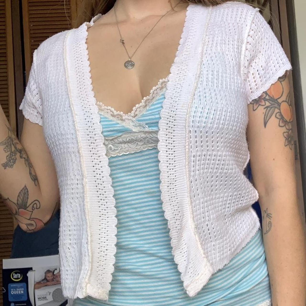 Adorable knit short sleeve cardigan Coquette vibes Depop